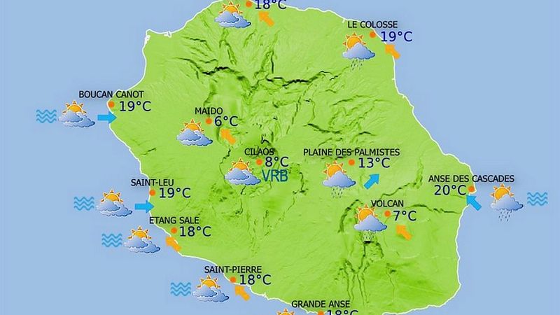 La Réunion une journée nuageuse et pluvieuse