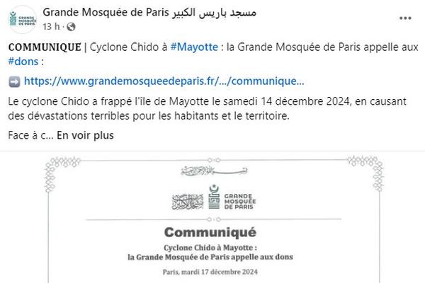 L'appel aux dons de la Grande Mosquée de Paris sur les réseaux sociaux