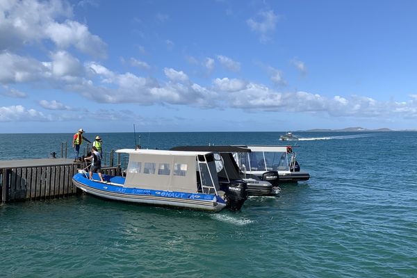 Malgré le nombre de passagers qui a baissé, le ballet des navettes maritimes continue, le 5 novembre 2024, au wharf du Vallon-Dore.