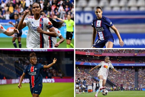 De gauche à droite, de haut en bas : les joueuses de football Wendie Renard, Estelle Cascarino, Sandy Baltimore et Delphine Cascarino.