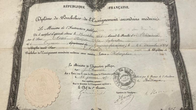 Diplôme du baccalauréat de Félix Eboué