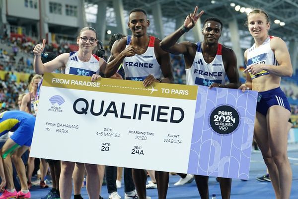 L'equipe de France du 4x400m mixte déjà qualifié pour les Jeux Olympiques de Paris.