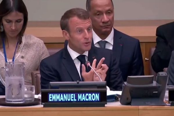 Emmanuel Macron et Rodolphe Alexandre à New York, lundi 23 septembre