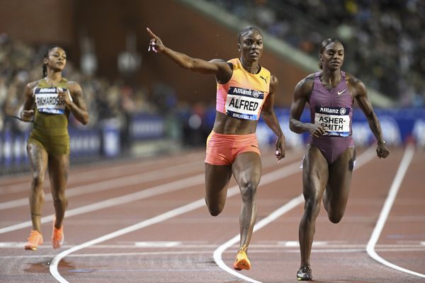 Julien Alfred de Sainte-Lucie, championne du 100m de la Diamond League 2024.