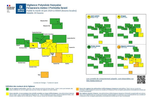 Carte vigilance mise à jour à 5h le 18 juin 2024.