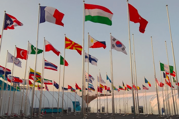 JO 2018 : esplanade des drapeaux