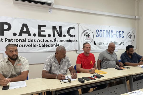 Le SGTINC et ses partenaires ont expliqué leur position lors d'une conférence de presse à Nouméa, le 19 janvier 2024.