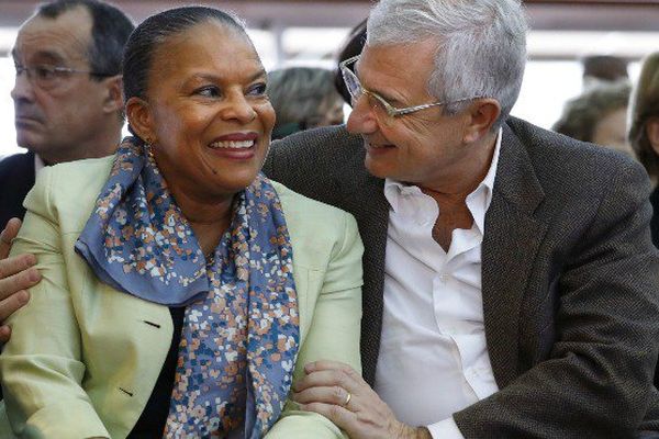 Christiane Taubira et Claude Bartolone, président de l'Assemblée Nationale, au rassemblement des gauches à Bondy, samedi 26 novembre.