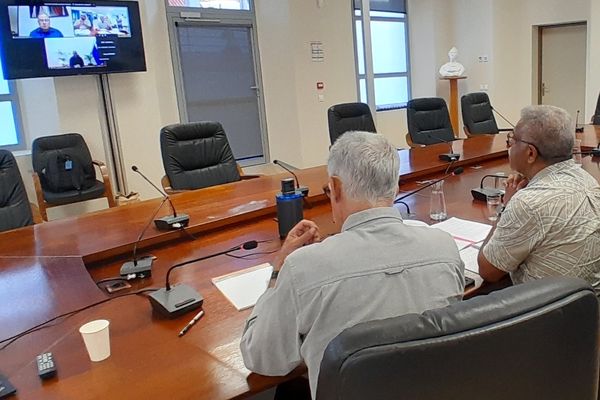 En juin 2024, échange par visioconférence entre le président du gouvernement calédonien Louis Mapou et Mark Brown, Premier ministre des îles Cook et président du Forum des îles du Pacifique.