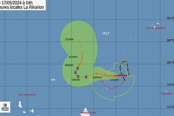 Tempête tropicale Ialy trajectoire 17 mai 2024