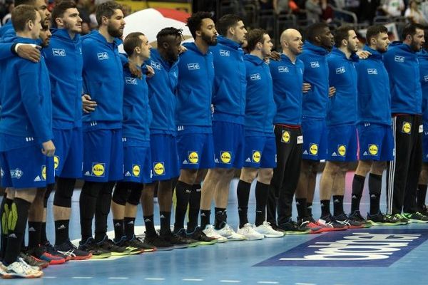 L'équipe de France de handball avant son match contre la Corée, le 14 janvier 2019.