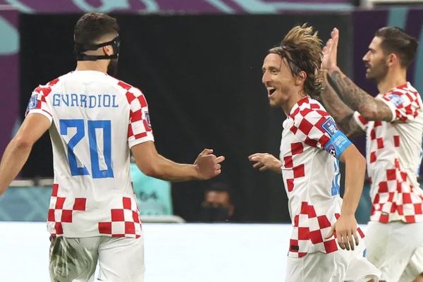 Luka Modric et ses coéquipiers lors de la victoire de la Croatie contre le Maroc dans le match de la 3e place de la Coupe du monde 2022, le 17 décembre 2022.