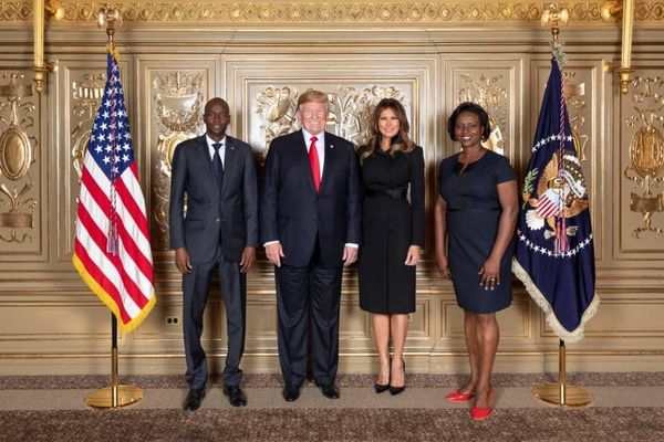 Jovenel Moïse, président d'Haïti, Donald Trump président américain, sa femme Melania Trump et Martine Moïse.