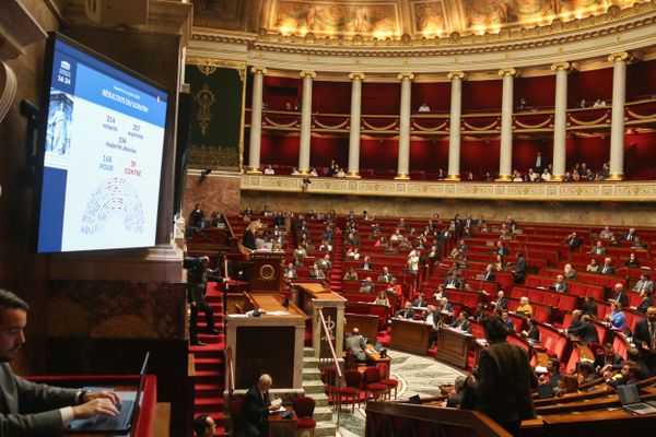 L'hémicycle de l'Assemblée nationale lors du débat sur le projet de loi de finances pour 2025 à Paris le 26 octobre 2024.