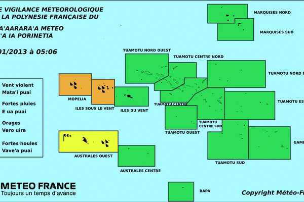 carte de Météo France Polynésie le 18.01.2013