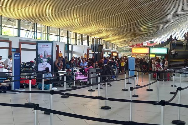 File à l'aéroport de Martinique