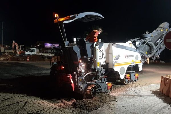 Travaux de nuit sur le site du futur giratoire d'Attila-Cabassou