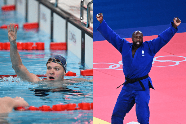 Léon Marchand et Teddy Riner médaillés d'or des JO de Paris 2024 entrent dans l'Histoire.