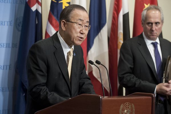 Ban Ki-Moon, le secrétaire général des nations unies en Haïti le 10 octobre dernier