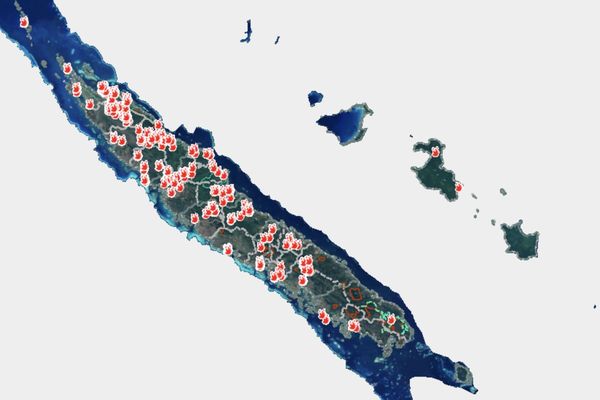 Sur le portail Vulcain, la carte des surfaces potentiellement impactées par les feux depuis le 15 septembre.