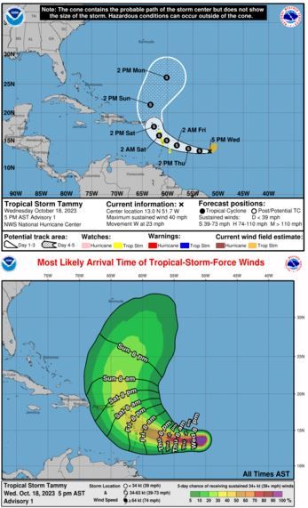 La Temp Te Tropicale Tammy Arrive Sur Les Antilles