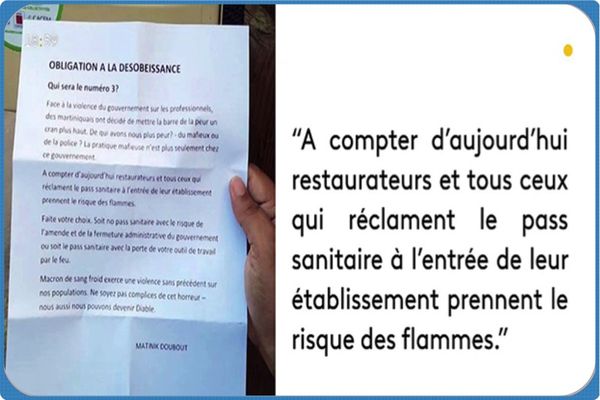 lettre de menaces reçues par les restaurateurs du Carbet