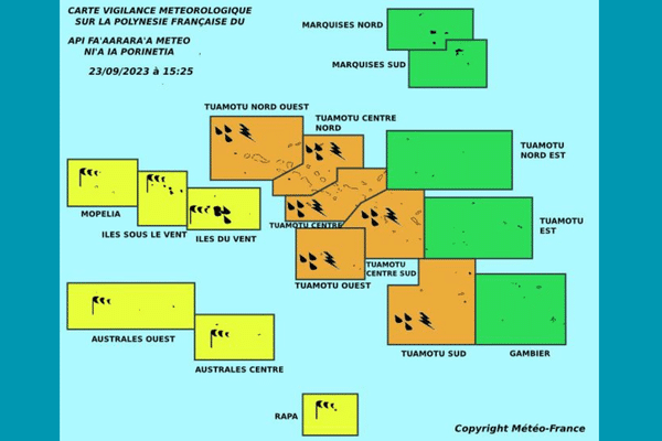 Carte météorologique du 23 septembre 2023.