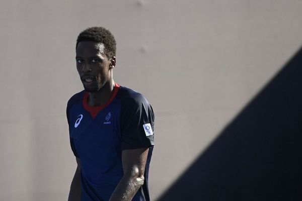 Gaël Monfils lors des rencontres en simple aux Jeux Olympiques de Tokyo le 25 juillet 2021.