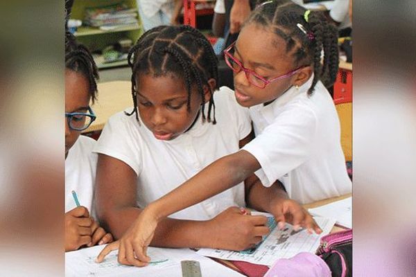 Écoliers de Martinique en plein apprentissage.