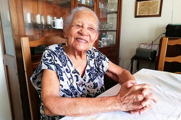 La Martiniquaise Emilie Medélia, née Belrose, âgée de 107 ans en 2021.