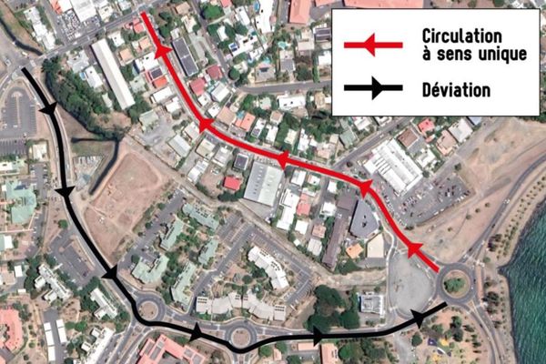 Carte des déviations de travaux au Faubourg-Blanchot, mai 2019