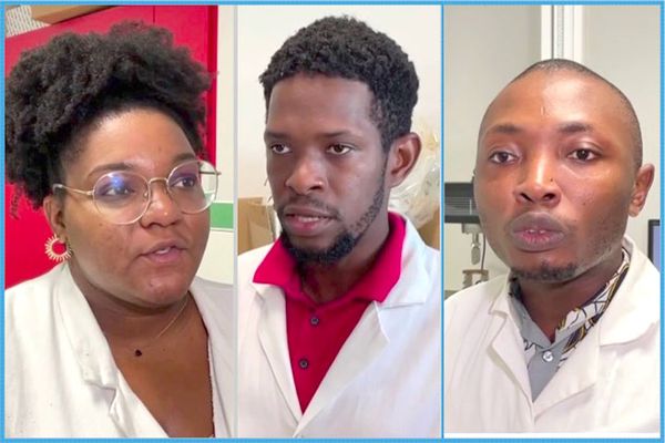 De Gauche à droite  Yolène Duchaude (doctorante en Physio-Chimie) - Markens Francoeur (Dr en chimie des matériaux)
- Stanislas Tido Tiwa (Dr en science et ingénierie des matériaux)