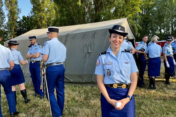 La lieutenante Laodice à la base militaire de Satory le 10 juillet 2023, pour les répétitions du défilé du 14 Juillet.