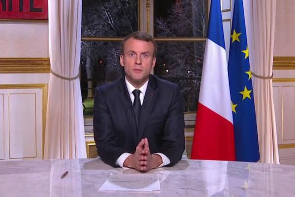 Emmanuel Macron durant ses vœux aux Français.