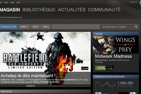 Plateforme de distribution de jeux Steam