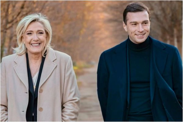 Marine Lepen et Jordan Bardella, les deux figures du RN (Rassemblement National)