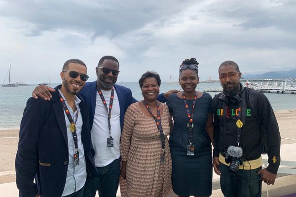 Délégation de la Région Guadeloupe au festival de Cannes 2022 : Yannick Rosine, Dimitry Zandronis, Myriam Badia, Sévrine Guims, Jean-Luc Stanislas.