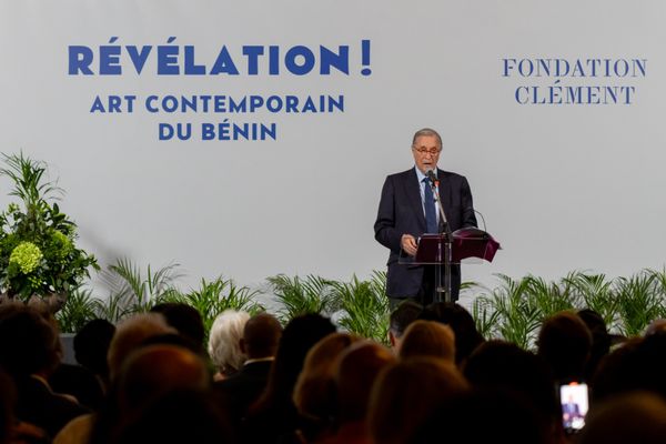 Bernard Hayot lors de son discours à l'Habitation Clément 14/12/2023