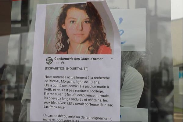 Dans les Côtes-d'Armor, Morgane Rivoal a disparu depuis lundi 25 novembre au matin, alors qu'elle se rendait au collège. D'importants moyens ont été déployés pour tenter de la retrouver.