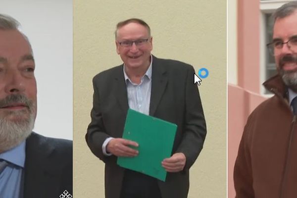 Les 3 candidats à la Sénatoriale partielle du 8 décembre 2024 : Jean-Marc Ruel (Cap sur l'Avenir), Bernard Le Soavec (Archipel demain) et Martin Detcheverry (Ensemble pour construire)