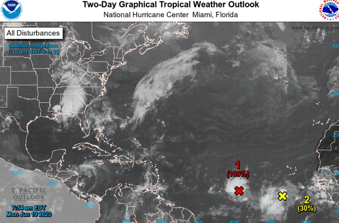 Image satellite du NHC du 19 juin 2023