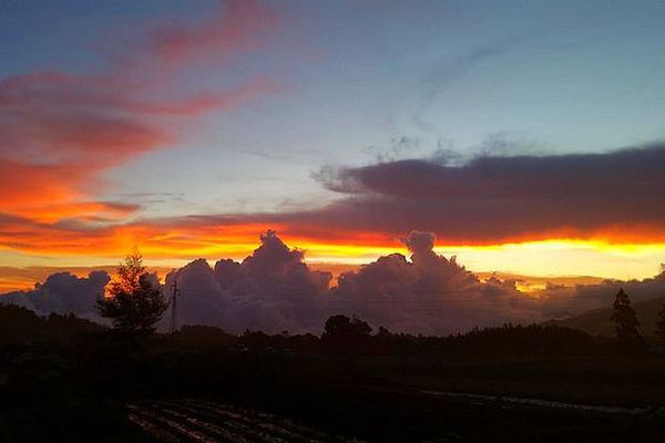 couché de soleil sur les hauts de La Réunion mars 2018