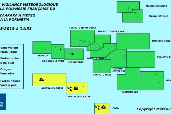 Vigilance jaune fortes houle et fortes pluies aux Australes