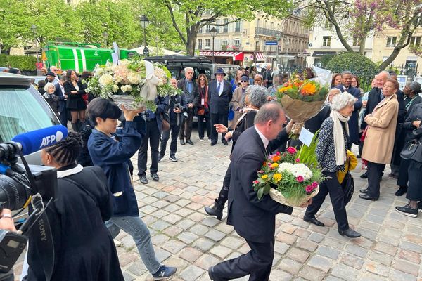 Les obsèques de Maryse Condé se déroulent vendredi 12 avril 2024 à l'église Saint-Germain des Prés, à Paris.