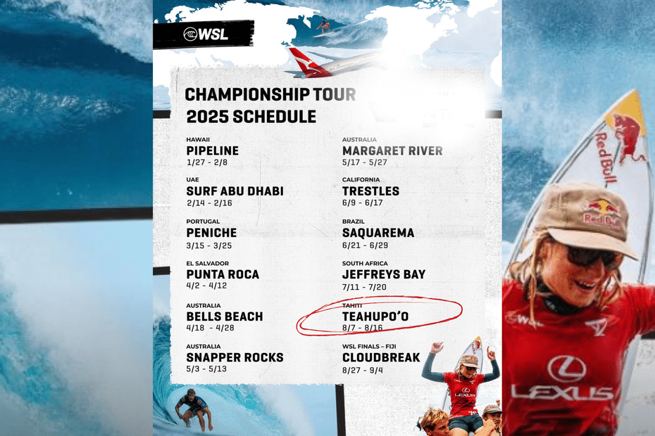 Surf Tahiti, Fidji, Abu Dhabi... la WSL annonce le calendrier du tour