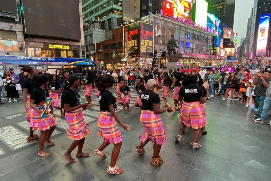 “Apatou Schoolgirls Perform Traditional Dance at Dance Africa Festival in New York’s Times Square”