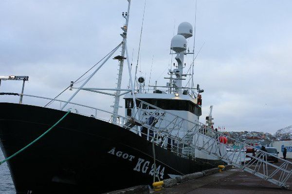 Ägot, premier morutier d'une série de cinq à s'arrêter dans le port de Saint-Pierre