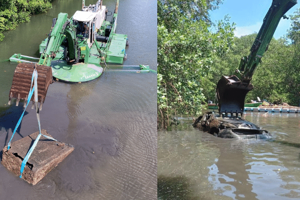 Une opération d'enlèvement de VHU dans le lit de la Grande rivière Pilote