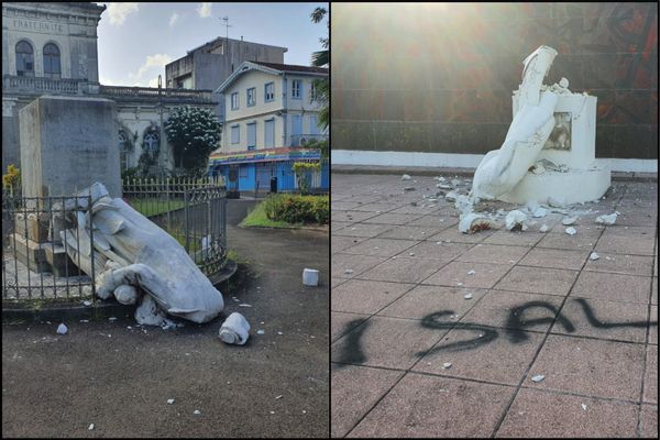 Les statues de Victor Schoelcher situées à Schoelcher et à Fort-de-France ont été détruites (22 mai 2020).