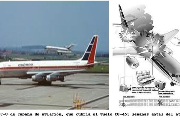 Le DC-8 de la Cubana, une semaine avant sa destruction par un attentat en plein vol
